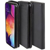 Buch Tasche "Smart" kompatibel mit Samsung Galaxy M23 5G Handy Hülle Schutzhülle mit Standfunktion, Kartenfach Schwarz