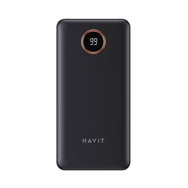 Havit PB74 Powerbank Externer Akku 10000mAh + USB-C, iOS, Micro USB Kabel mit Doppeltaschenlampe Schwarz