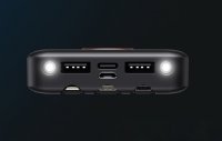 Havit PB74 Powerbank Externer Akku 10000mAh + USB-C, iOS, Micro USB Kabel mit Doppeltaschenlampe Schwarz