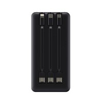 Havit PB74 Powerbank Externer Akku 10000mAh + USB-C, iOS, Micro USB Kabel mit Doppeltaschenlampe Schwarz