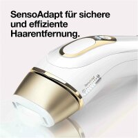 Braun IPL Silk Expert Pro 5 Haarentfernungsgerät, für dauerhaft sichtbare Haarentfernung, Venus Rasierer & Tasche, Alternative zur Laser Haarentfernung, Geschenk für Frauen, PL5014, weiß/gold